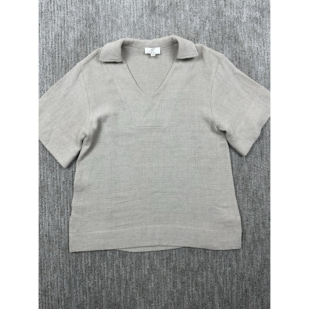 P. CILL Linen Rayon Shirt Top Women Size XS Granola Oversized Coastal Collar